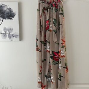 Floral Striped Wide Leg Pants